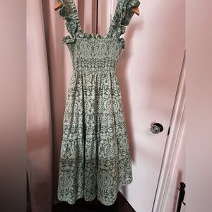 Hill House Ellie Nap Dress in Green Jacquard
